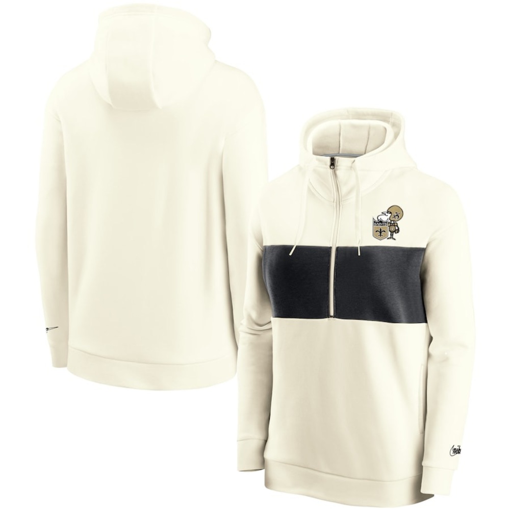 Women's Nike Cream/Black New Orleans Saints Historic Half-Zip Hoodie Size Large